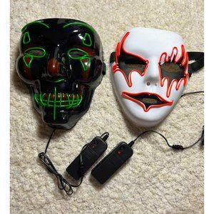 Halloween masks, set of 2, light up